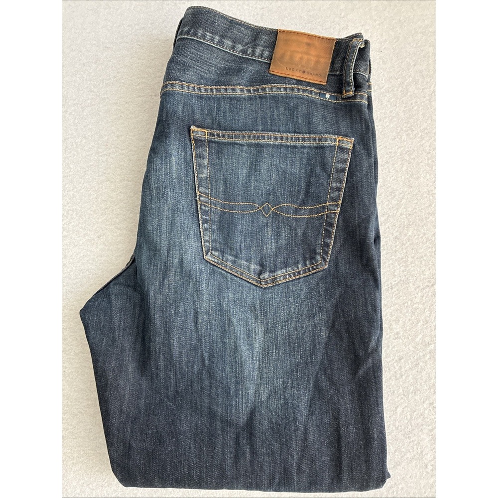 Lucky Brand Men Jeans Fits 36X28 Blue Denim 410 Athletic Fit Whisker Dark Wash